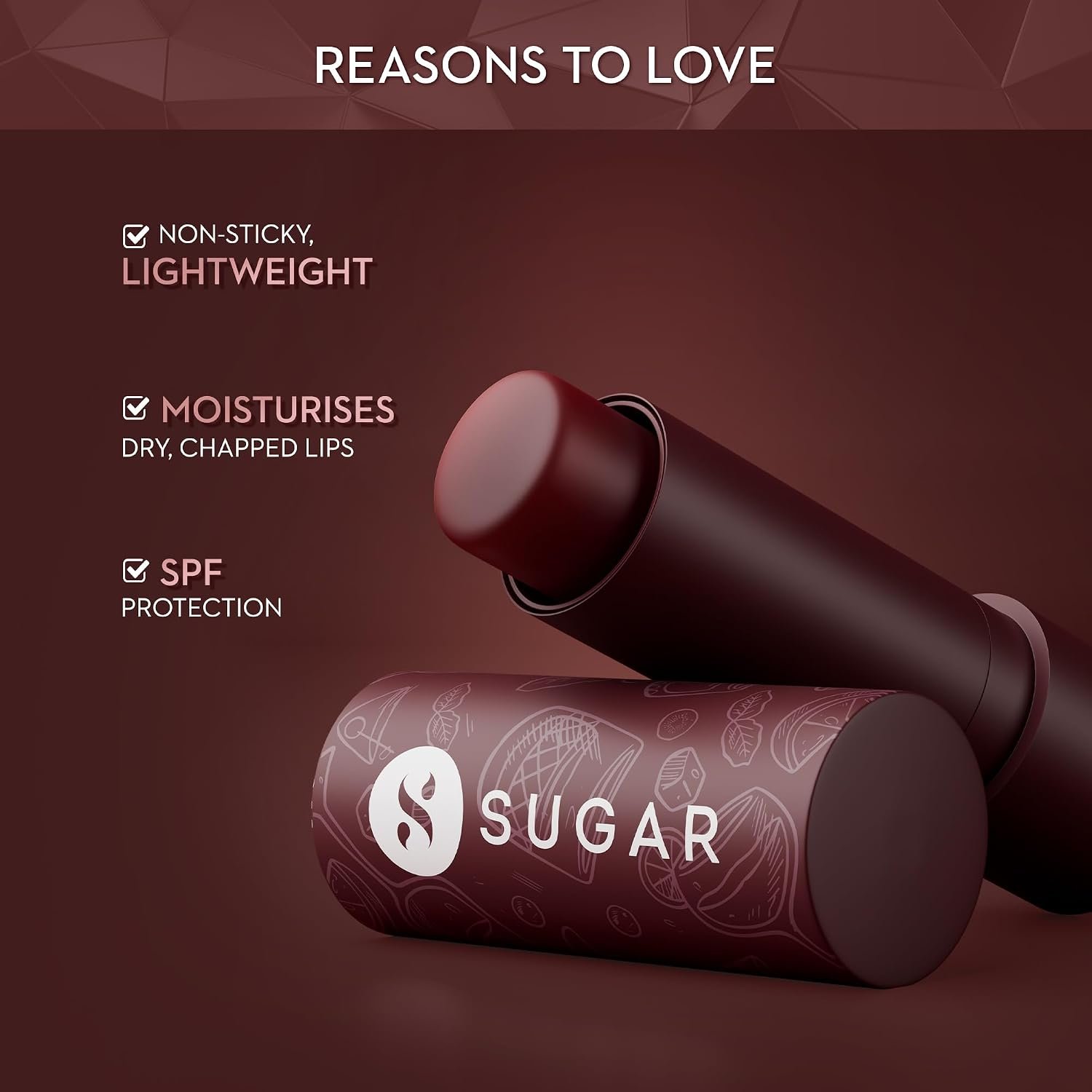 SUGAR Cosmetics Tipsy Lips Moisturing Balm with Vitamin E, Shea Butter and Jojoba Oil | Tinted Lip Balm with SPF | Lip Protection & Nourishment | 4.5gm - 07 Bramble thumbnail
