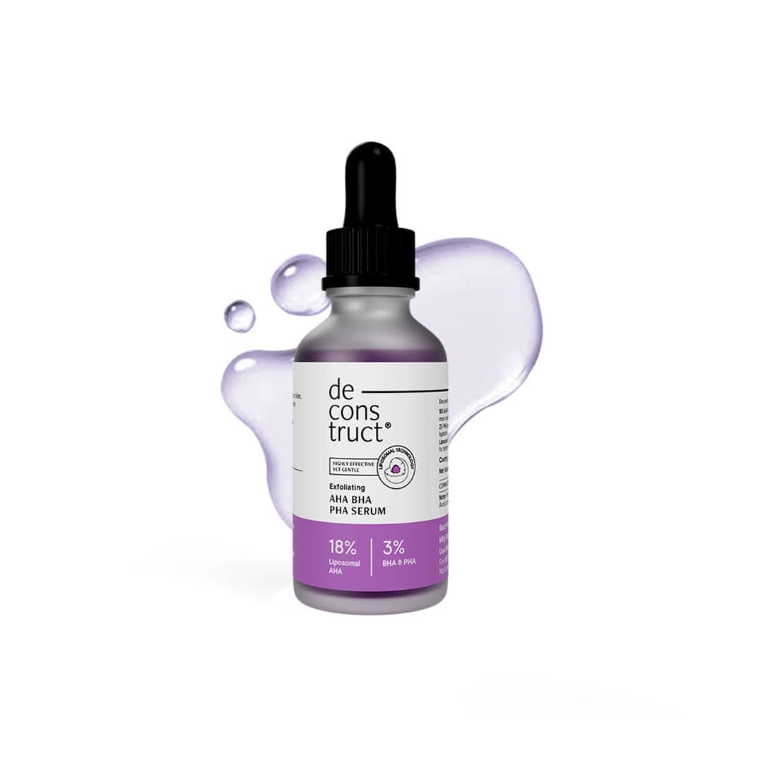 Deconstruct Exfoliating 18% AHA & 3% BHA PHA Serum for Face & Body with Liposomal Technology | Tan Removal, Clear & Glowing Skin for Weekend Exfoliation, Gentle Formula|