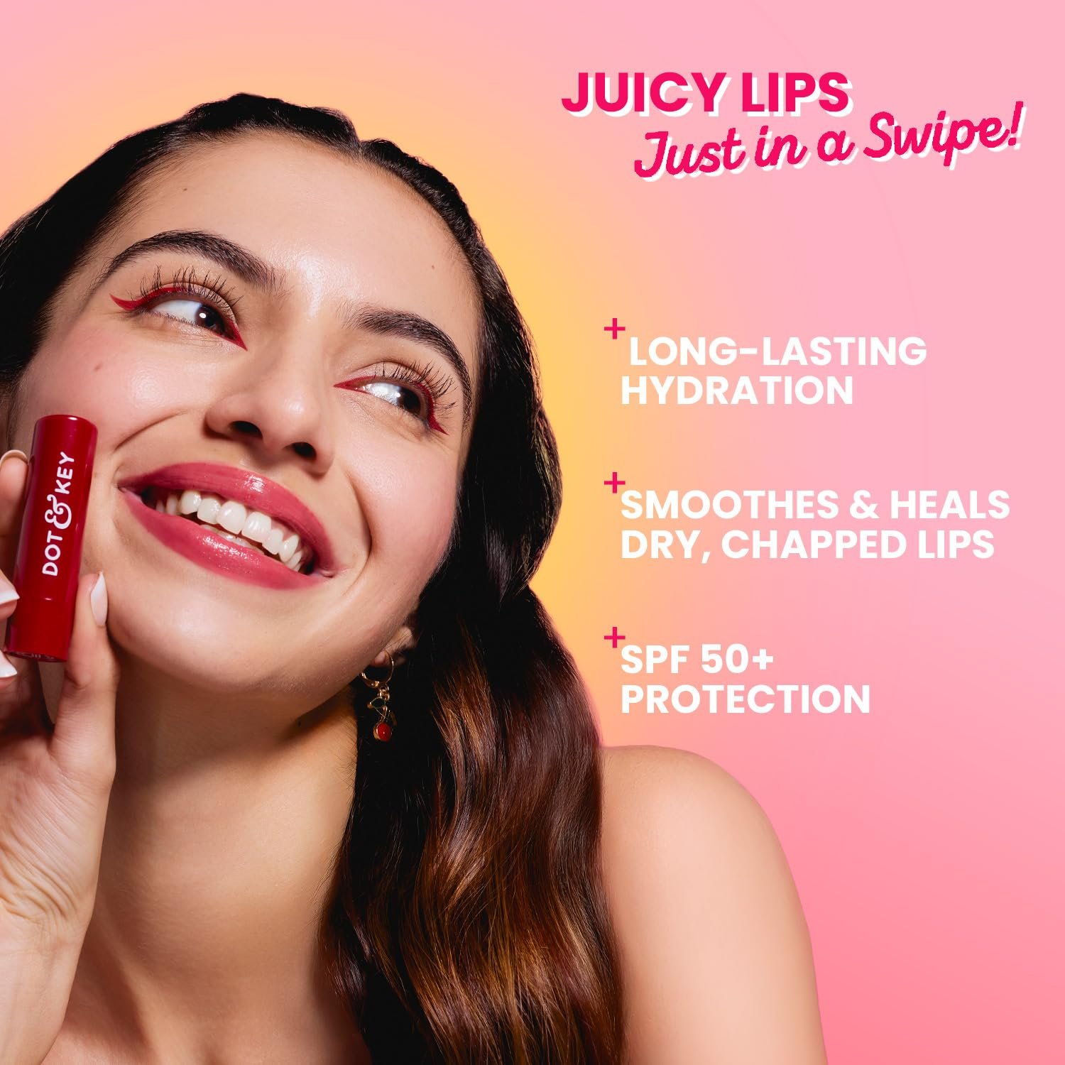 Dot & Key Barrier Repair Hydrating Lip Balm SPF 50 | Cherry Crimson | Repairs Damaged Lip Barrier | High Tinted | 4.5 gm thumbnail