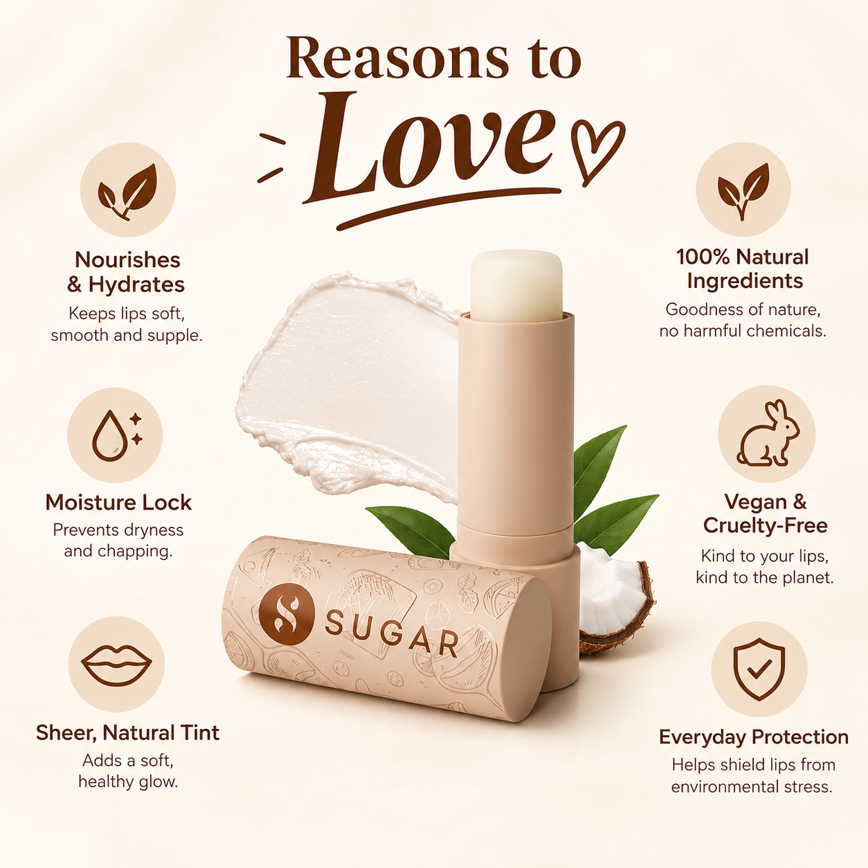 SUGAR Cosmetics Tipsy Lips Moisturing Balm with Vitamin E, Shea Butter and Jojoba Oil | Tinted Lip Balm with SPF | Lip Protection & Nourishment | 4.5gm - 03 Pinacolada thumbnail