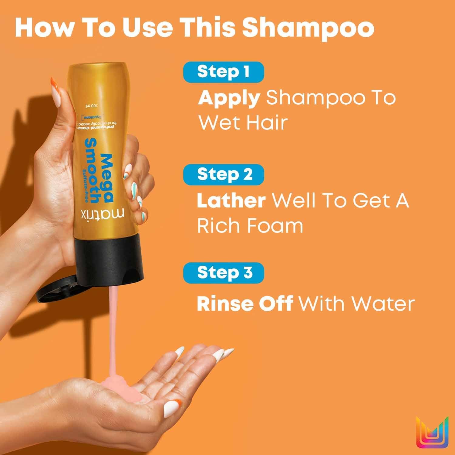 Matrix Professional Mega Smooth Sulfate-free Shampoo with Squalane and Bonding Blend for Gentle Cleansing and Bond Repair| Smoothens Hair | Safe for Chemically Treated Hair thumbnail