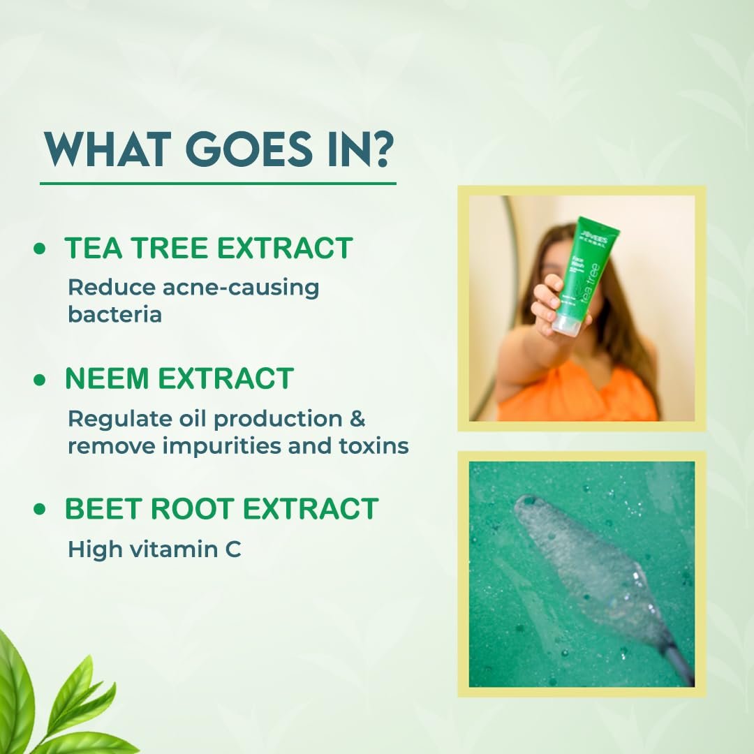 Jovees Herbal Tea Tree Oil Control Face Wash for Oily & Sensitive Skin | Paraben & Alcohol-Free, Controls Oil, Prevents Breakouts, Remove Dead Skin | Gentle Cleanser For All Skin Types180ml thumbnail