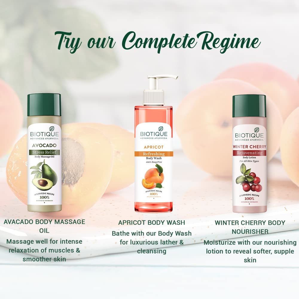 Biotique Apricot Refreshing Body Wash | Keeps Skin Fresh and Clean | Brightens Skin and Reducing Dark Spots | 100% Botanical Extracts | Suitable for All Skin Types | 200ml thumbnail