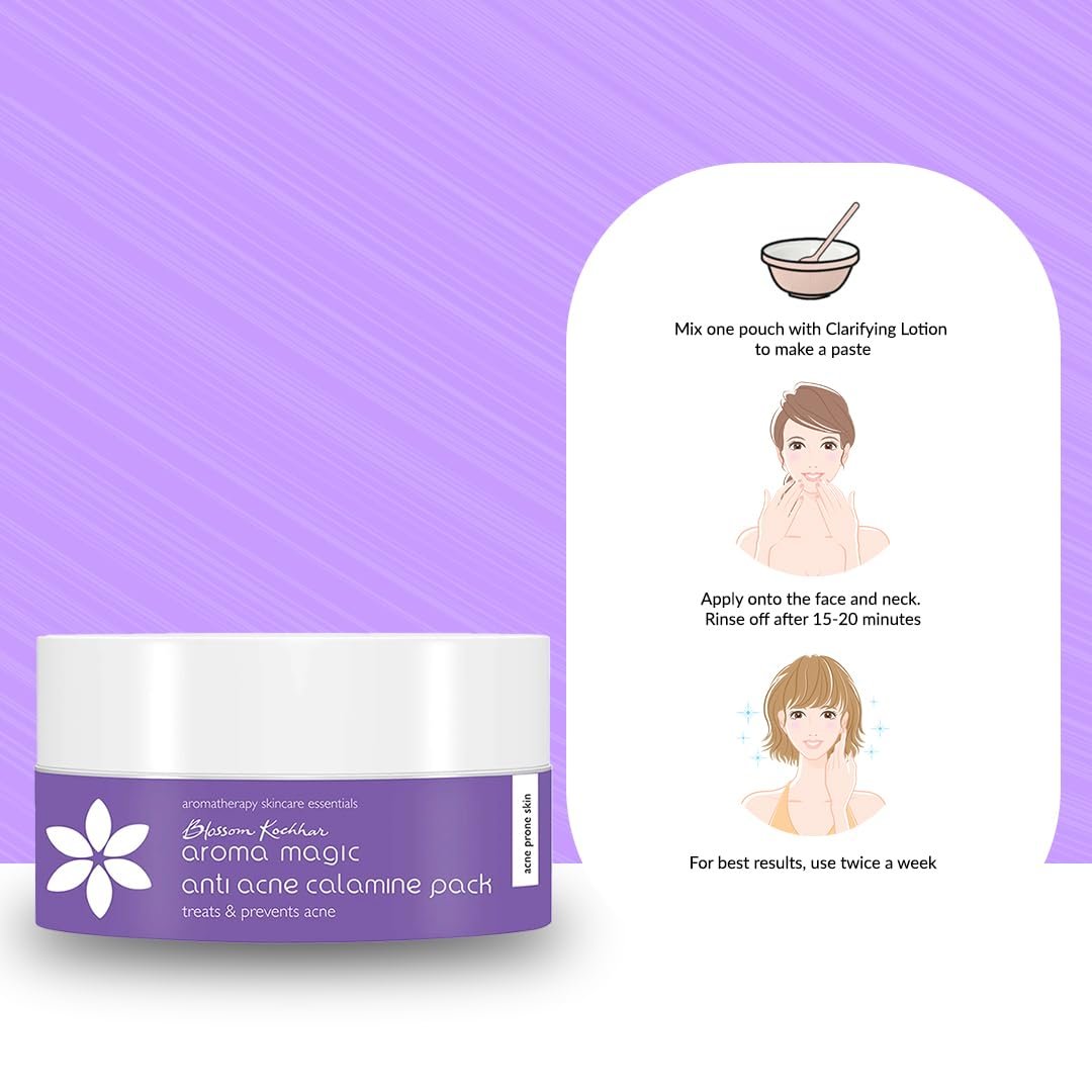 Aroma Magic Anti Acne Calamine Face Pack- Multani Mitti,Neem,Garlic & Rose Clay | Soothes skin Heals acne | Deeply cleanses & detoxify Skin | for Men & Women | Oily & Acne Prone Skin | 35gm thumbnail