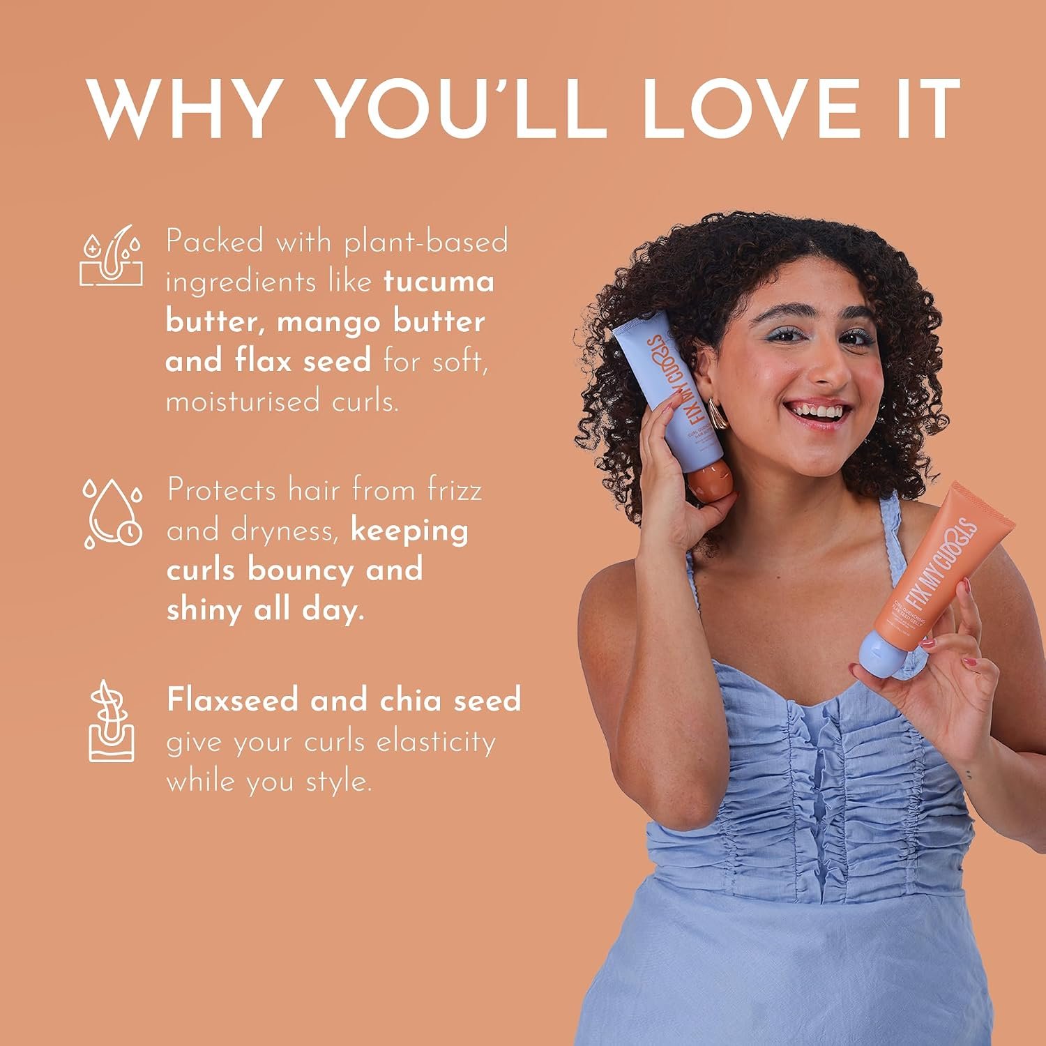 Fix My Curls Curl Quenching Moisture Styling Duo | For Curly, Wavy, Dry, Frizzy Hair| Curl Activator with Chia & Aloe Vera | Silicone Free| 100gm each thumbnail