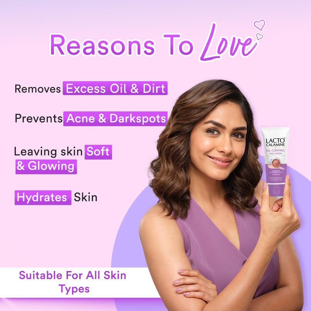 Lacto Calamine Face Wash For Oily Skin |100ml Kaolin Clay, Niacinamide & Vitamin E | Facewash Reduces Excess Oil, Controls Pimples, Blackheads & Whiteheads |Face wash For Women & Men thumbnail