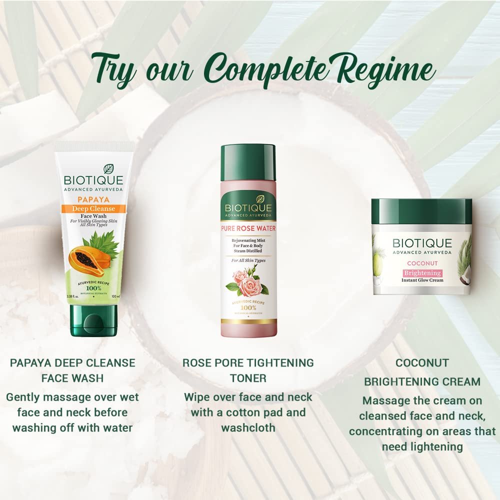 Biotique Coconut Brightening Instant Glow Cream| Lightweight and Non-Greasy | Reduces Dark Spots and Protects Ageing | Nourished and Moisturized Skin |100% Botanical Extracts| All Skin Types thumbnail