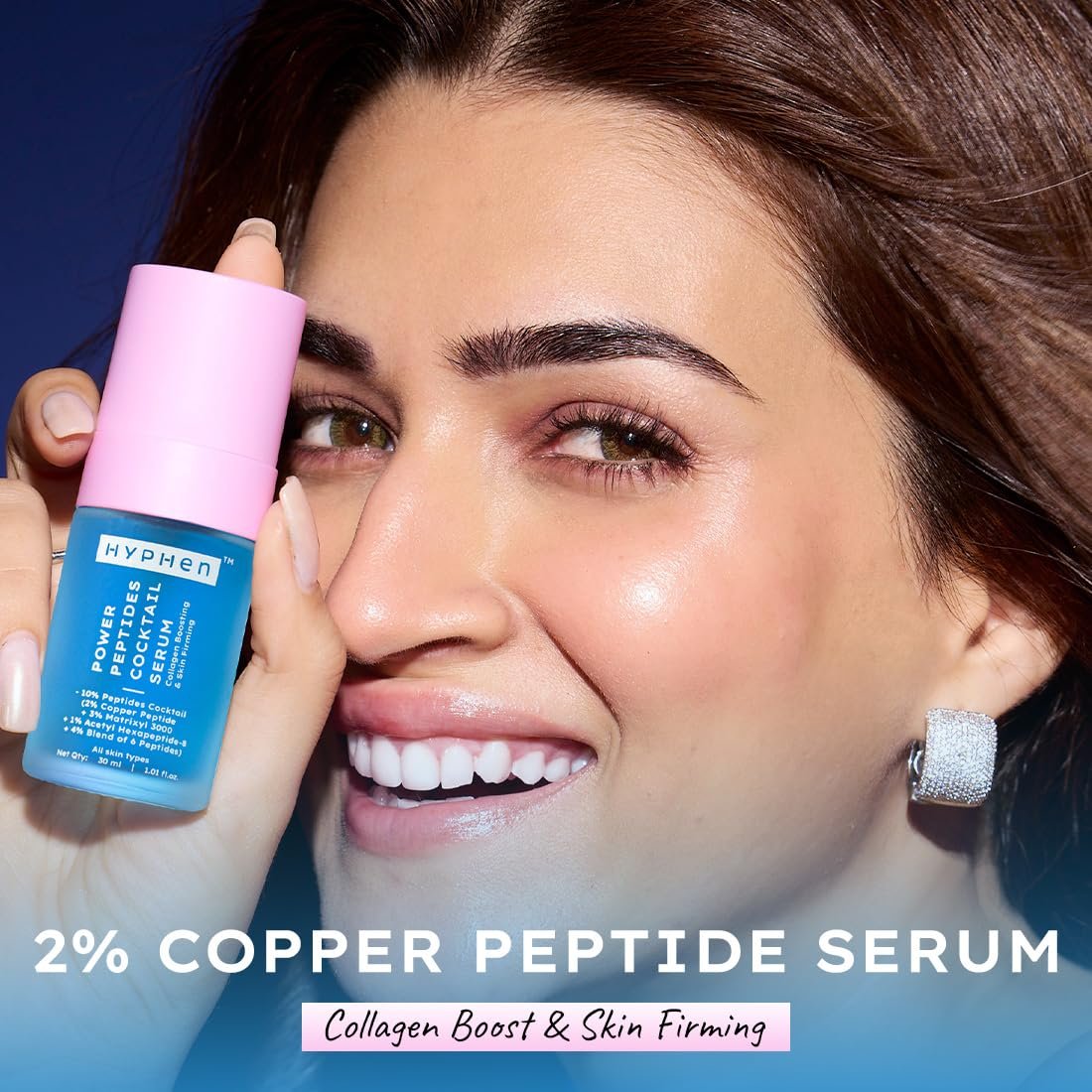 Hyphen 10% Power Peptide & 2% Copper Peptide Serum| Advanced Anti-Aging Formula | Reduces Fine Lines & Wrinkles | Glowing Skin | Face Serum For Men & Women | All Skin Types - 30ml thumbnail