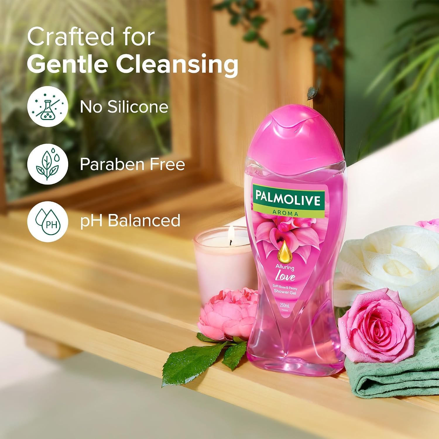 Palmolive Soft Rose & Peony Aroma Alluring Love Body Wash | Mood boosting fragrance | Brightening | For youthful, hydrated skin | No paraben & silicone, pH balanced, Body Wash 250ml thumbnail