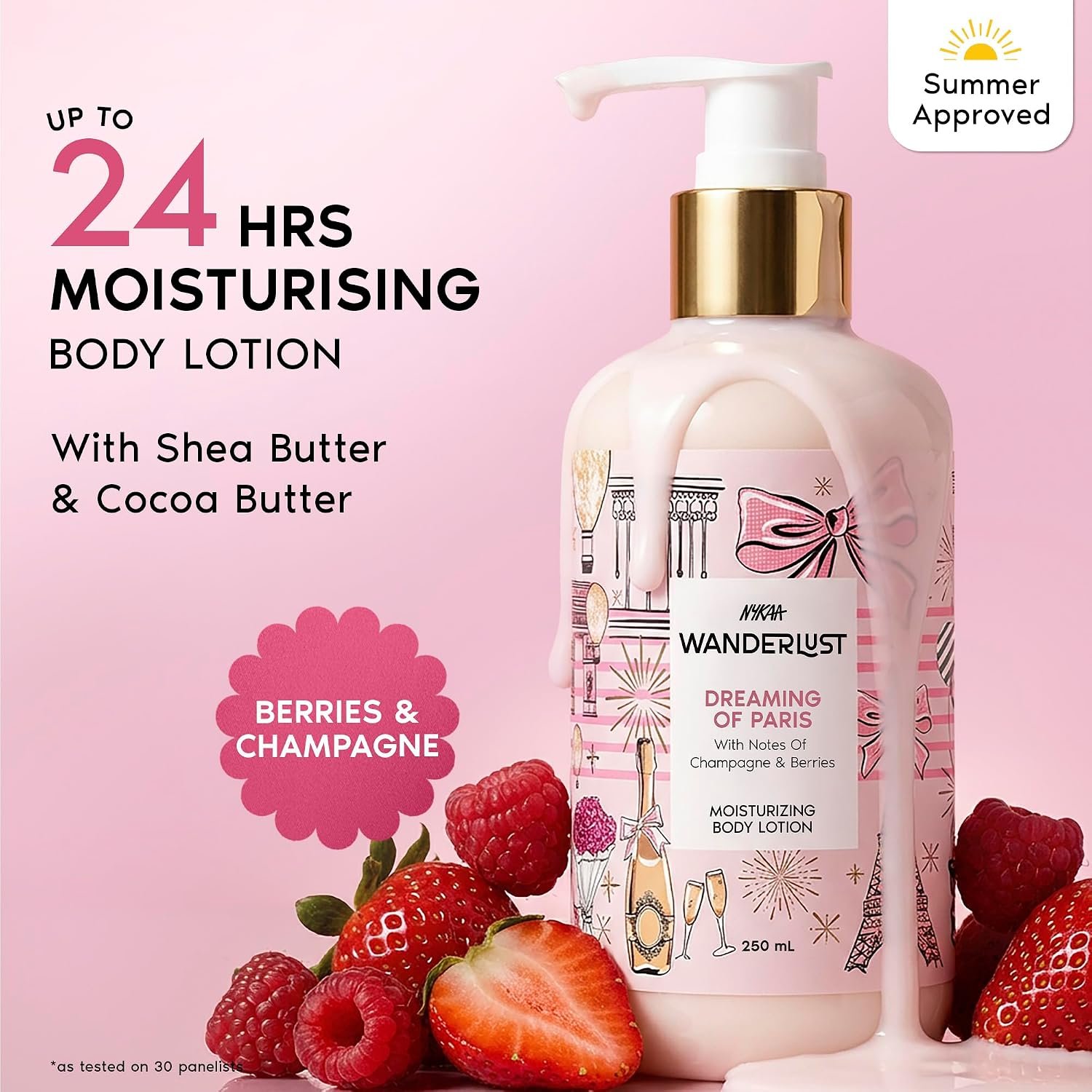Nykaa Wanderlust Dreaming of Paris Moisturizing Body Lotion, Champagne & Berries Scent, Deep Hydration Daily Body Care for Soft & Smooth Skin, 300ml thumbnail