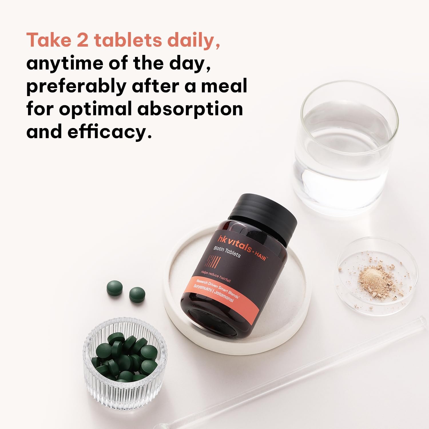 hk vitals Biotin, 90 Tablets Supplement for Hair Growth, Strong Hair and Glowing Skin, Fights Nail Brittleness thumbnail