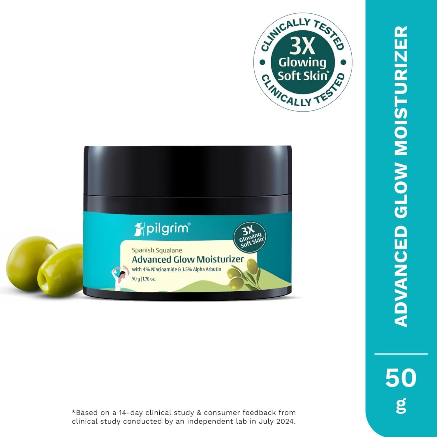 Pilgrim Squalane Niacinamide & Vitamin C Glow Moisturizer for face, dry skin hydration | With vitamin c for glowing skin | Non-greasy | For Women and Men I 50 gm thumbnail