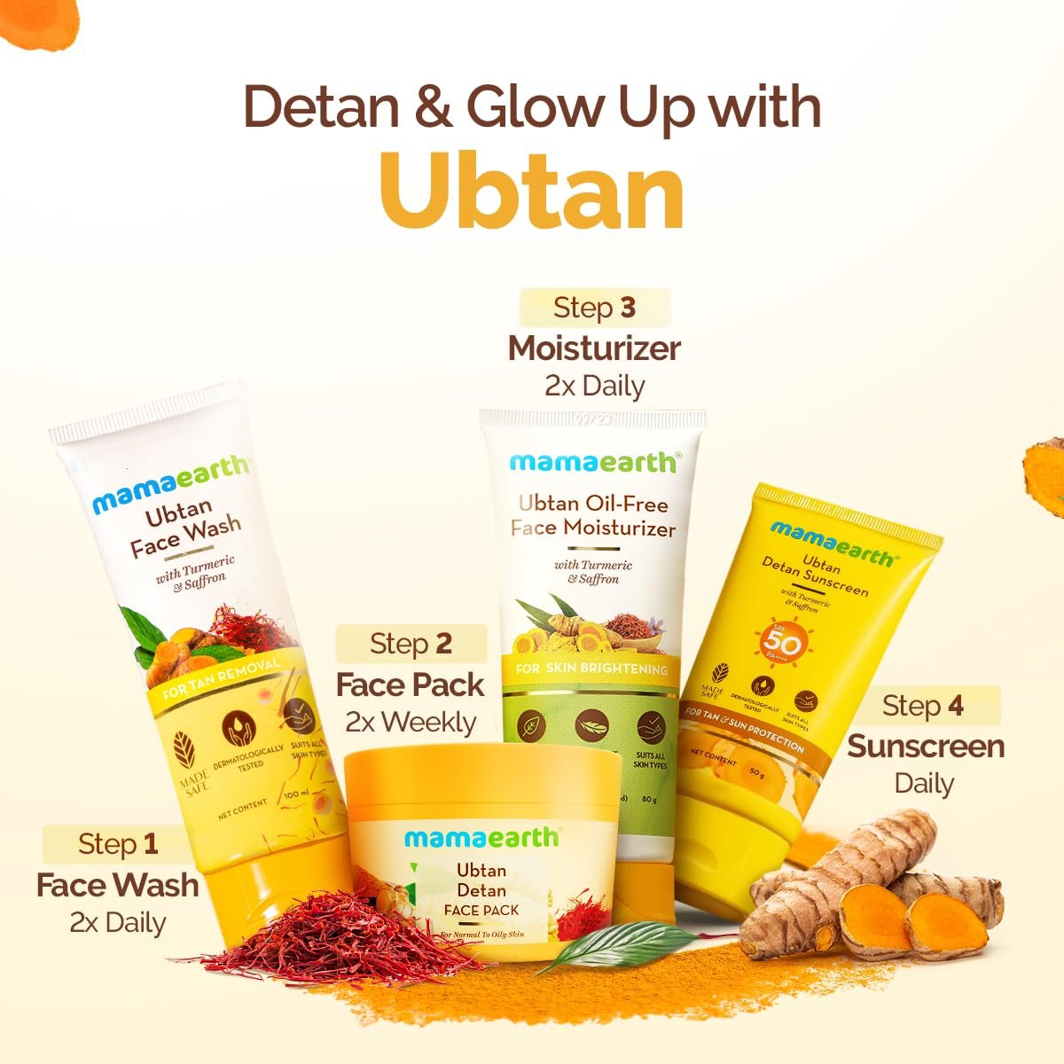 Mamaearth Ubtan Detan Face Pack with Turmeric & Saffron 200g thumbnail