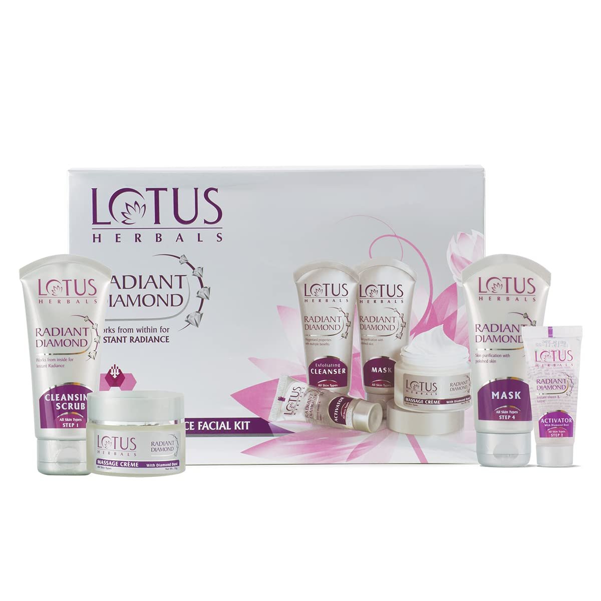 Lotus Herbals Radiant Diamond Cellular Radiance 5 in 1 Facial Kit 170g