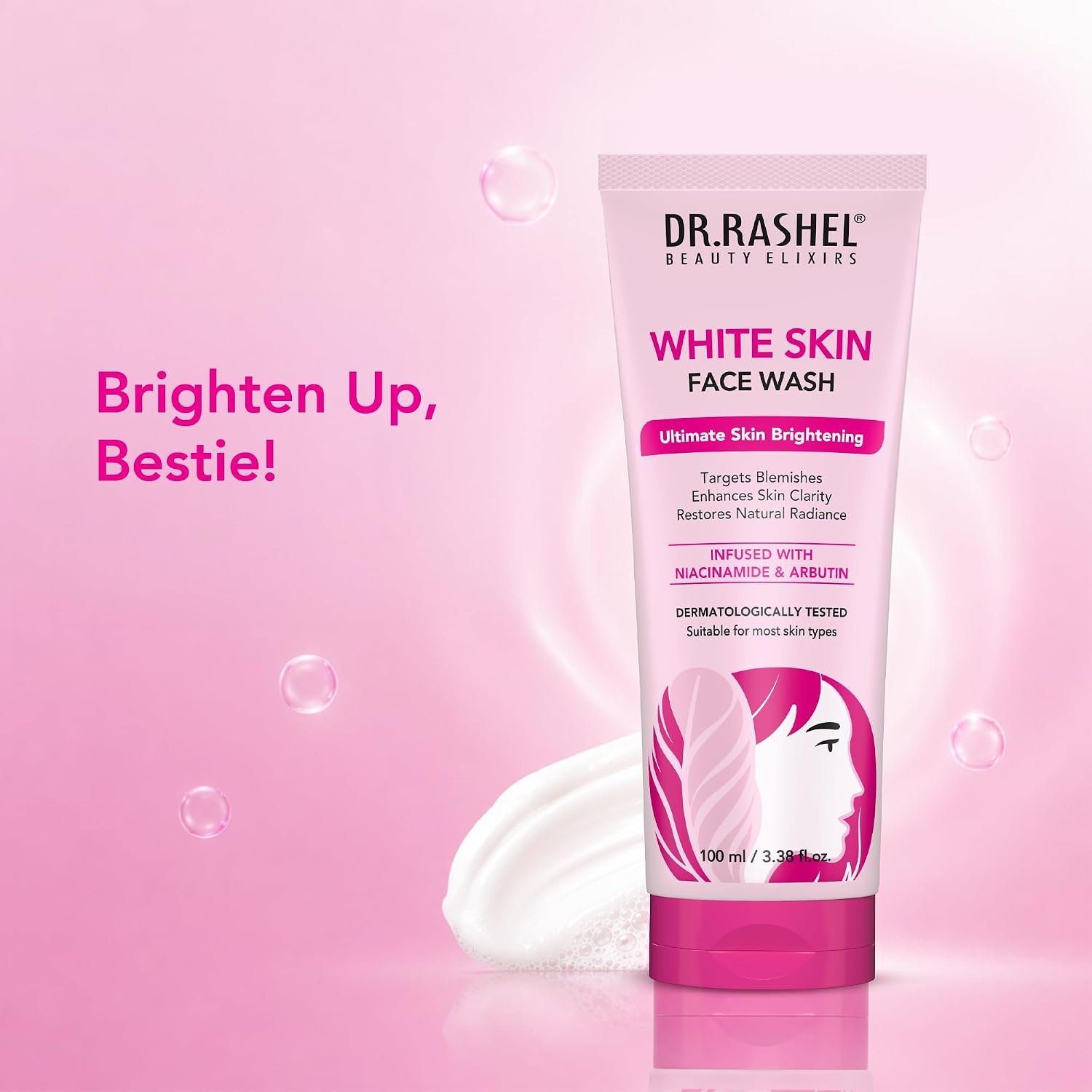 DR.RASHEL Beauty Elixirs Face wash Natural Extracts White Skin Facewash Deep cleansing and skin brightening for oily and dry skin (100 ML) thumbnail
