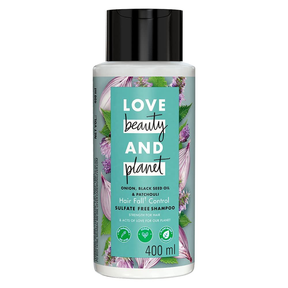 Love Beauty & Planet Onion, Black Seed & Patchouli Hairfall Control Shampoo | Natural Hair Cleanser for Stronger, Healthier-Looking Hair | Sulfate-Free & Paraben-Free Formula | 400ml|400ml thumbnail