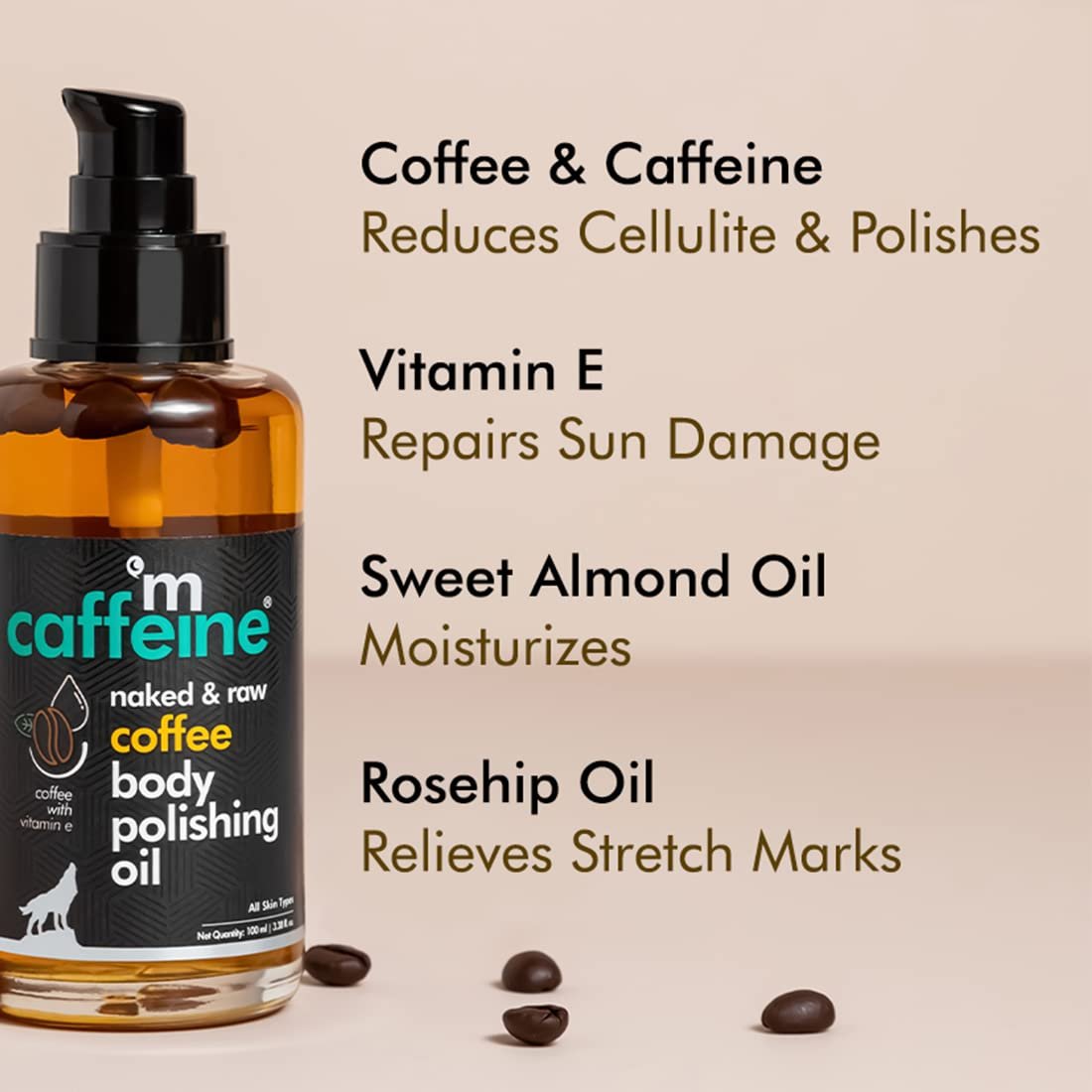 mCaffeine Coffee Body Oil for Dry Skin For Women & Men | Moisturizing Body Oil with Relaxing Aroma for a Soft, Smooth & Glowing Skin (100ml) thumbnail