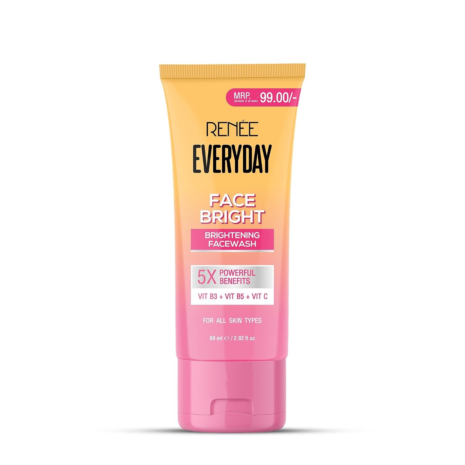 RENEE Everyday Face Bright Gentle Face Wash For Fresh, Clean Skin | Hydrates, Brightens Skin, Reduces Oil | With Vitamin B3, B5, and C | Facewash for Women & Men of All Skin Types | 60 Ml