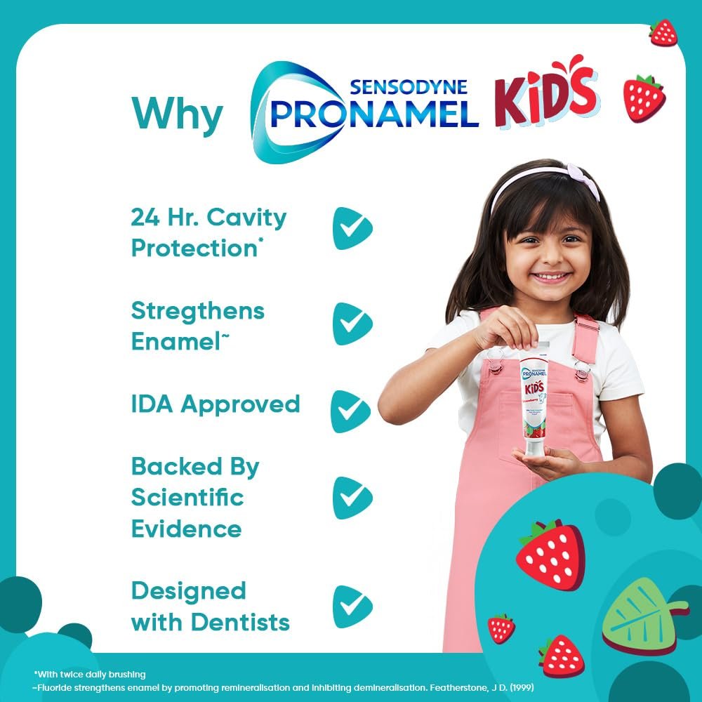 Sensodyne Pronamel Kids Toothpaste for 2+ yrs | 24Hr Cavity Protection | Strawberry Flavour | IDA Approved | Kids Paste | SLS-Free, Sugar & Paraben-Free | Non-Toxic | 100% Natural Flavour – thumbnail