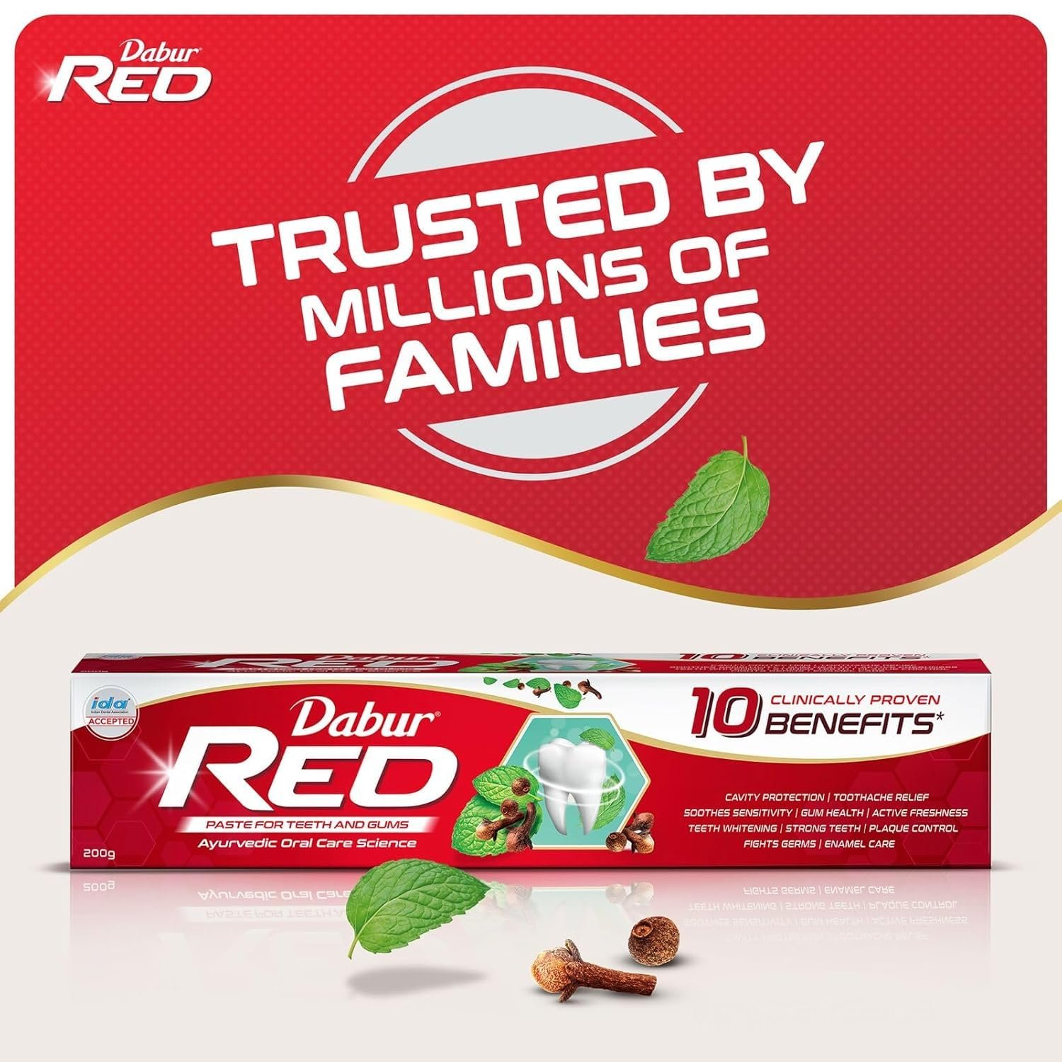 Dabur Red 600g (150g x 4, Pack of 4) Toothpaste - India's No.1 Ayurvedic Paste, Provides Protection Plaque Removal, Toothache, Yellow Teeth, Bad Breath- thumbnail