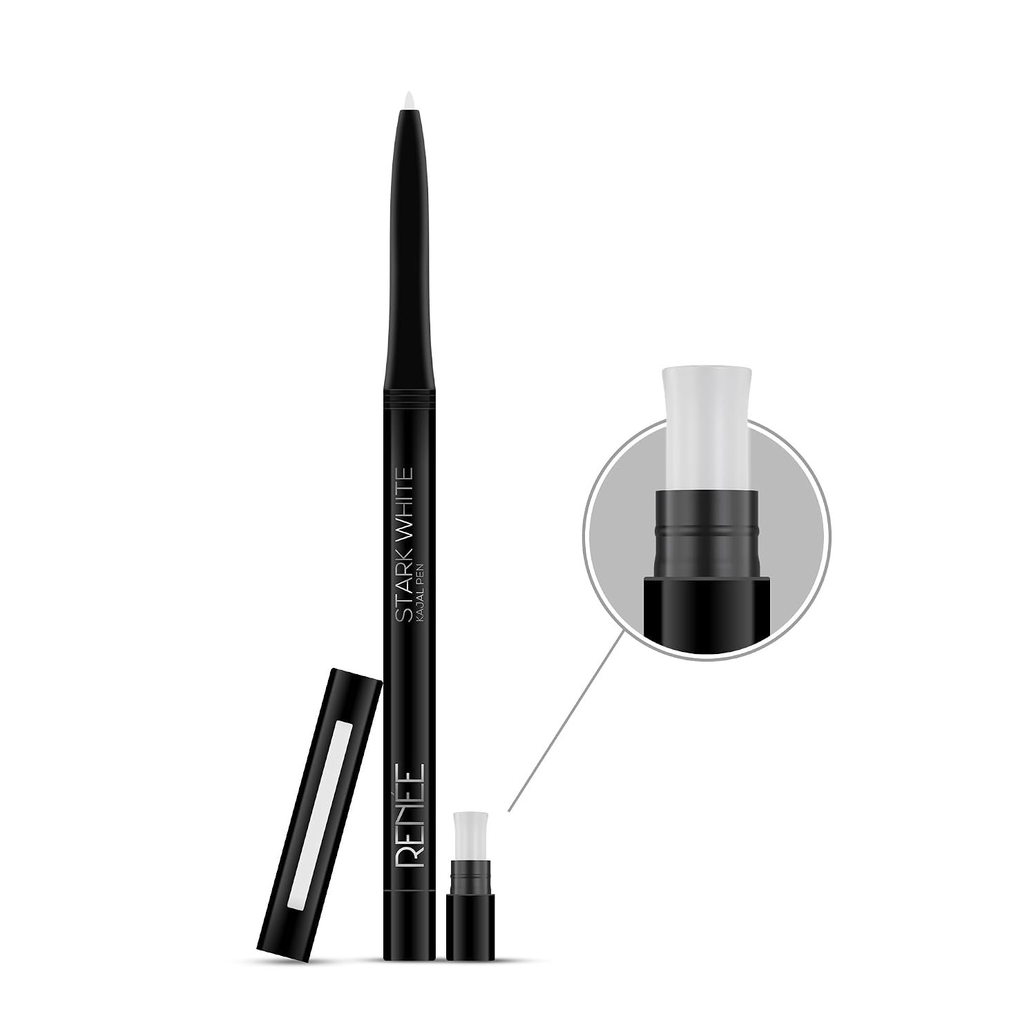 RENEE Kajal Pen with Sharpener - Stark White | 24 Hrs Stay | Long Lasting Kohl Pencil | Matte Finish | Rich Color Payoff | Smudge & Waterproof | One Swipe Application Formula | 0.35gm thumbnail