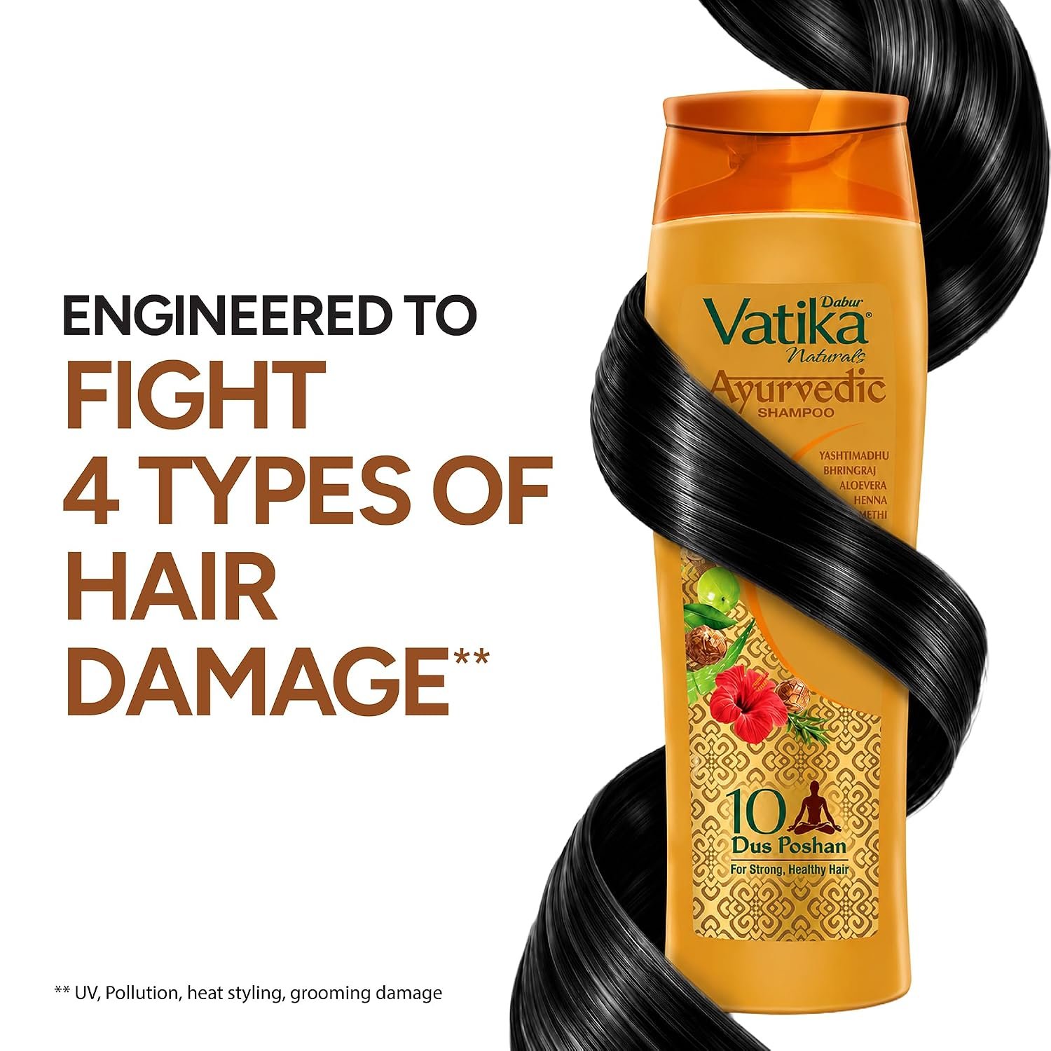 Dabur Vatika Naturals Ayurvedic Shampoo - 640 ml | 10 Natural Herb Extracts | Contains Rosemary, Aloe Vera, Amla, Almond & Bhringraj | Up to 100% Damage Repair | Everyday Shampoo for Women & thumbnail