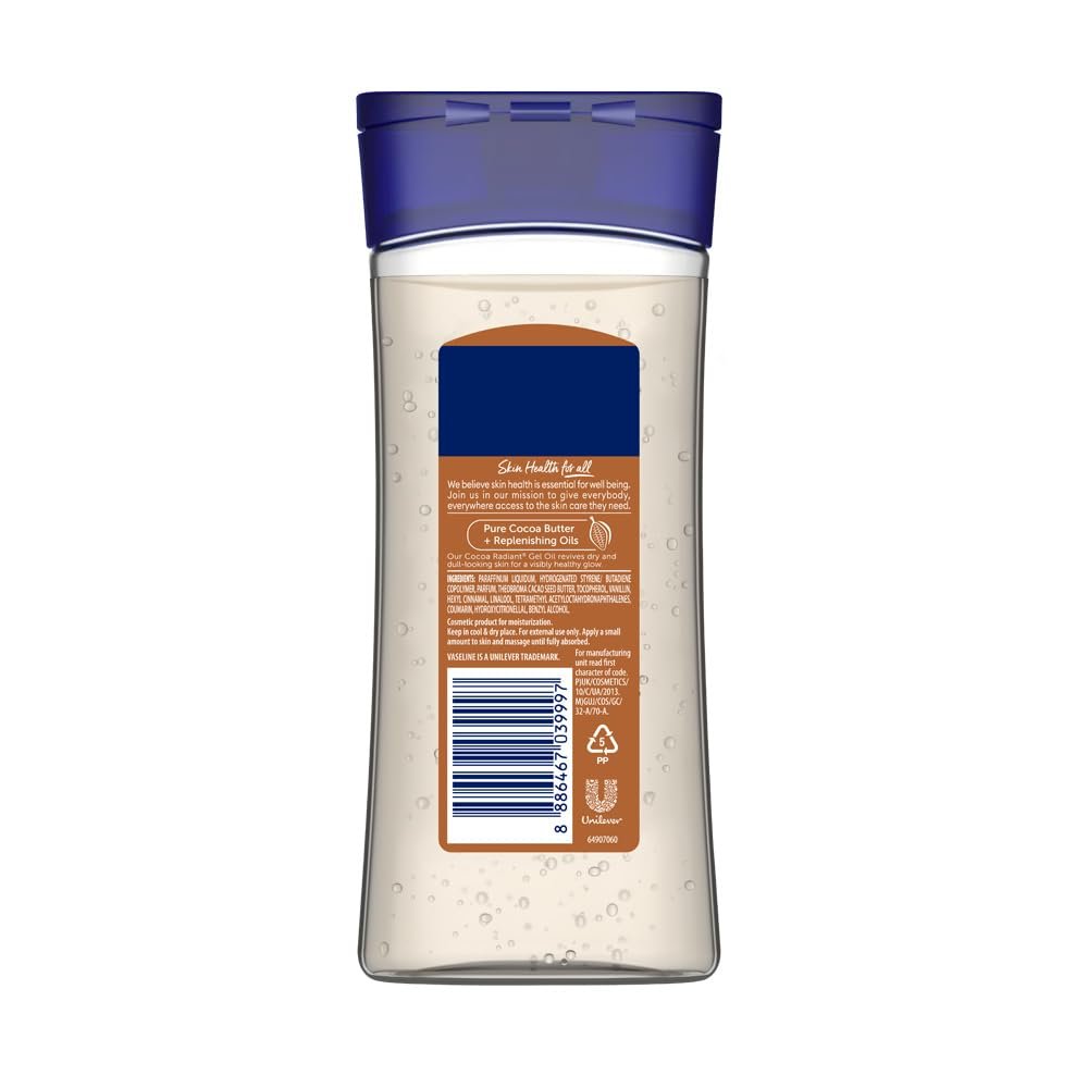 Vaseline Intensive Care Cocoa Radiant Body Oil | With Cocoa Butter | Non-Greasy Formula for Dry Skin | 200 ML thumbnail