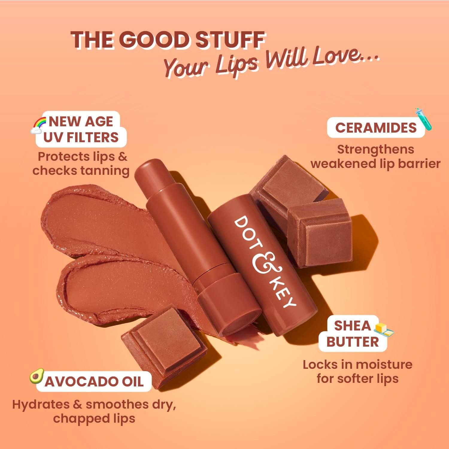 Dot & Key Barrier Repair Hydrating Lip Balm SPF 50 | Cocoa Nude | Repairs Damaged Lip Barrier | Medium Tinted | 4.5 gm thumbnail