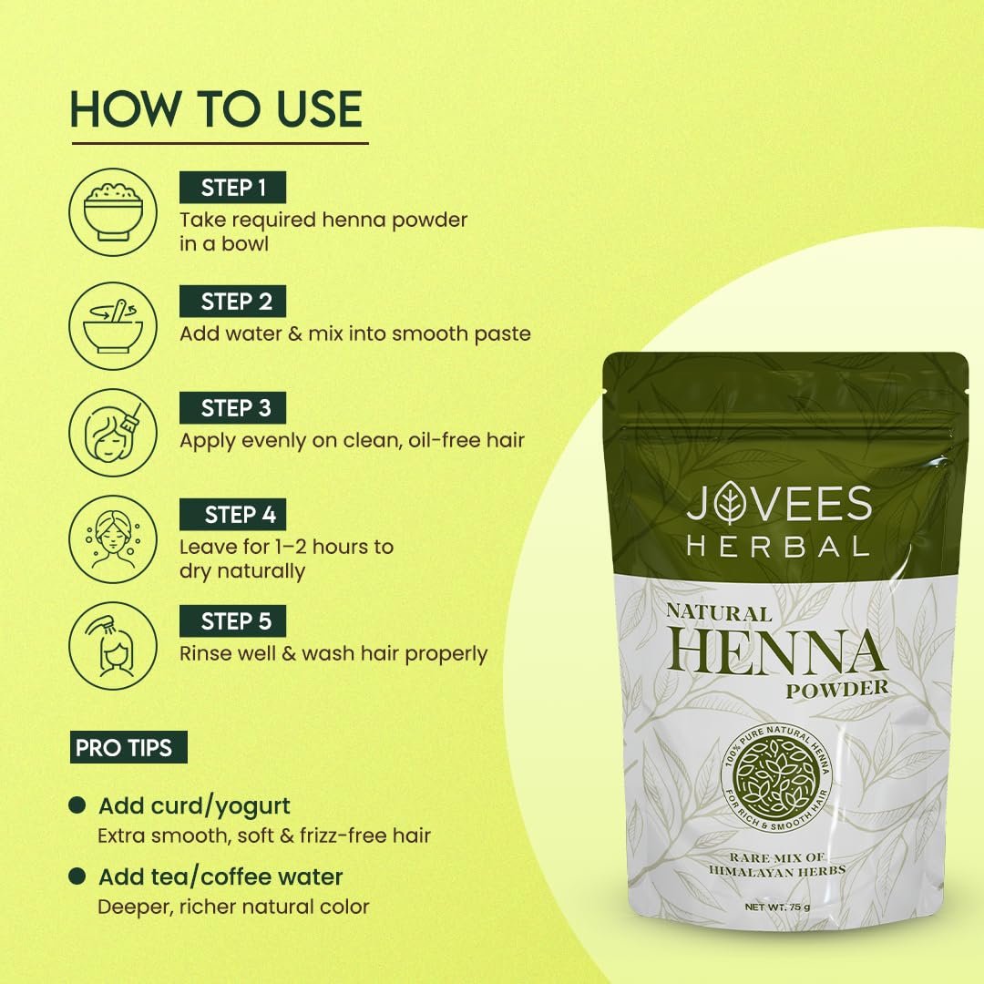 Jovees Herbal Mehandi/Henna Powder | With Amla, Shikakai & Brahmi Powder | For Extra Conditioning | Control Hair Fall & Repairs Damaged Hair 150G thumbnail