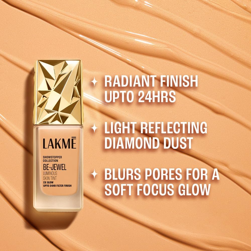 LAKME Be-Jewel Luminous Skin Tint, 25ml, for Radiant, Smooth and Luminous Finish, with Light-Reflecting Polymers, 24HR Filter-Like Wear, Foundation for Women Dry Skin, for Women- Warm Crème thumbnail