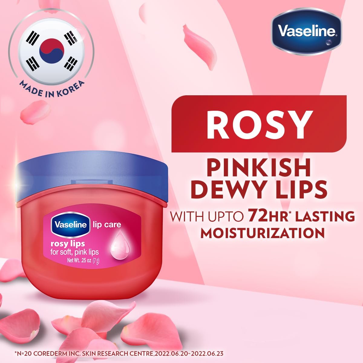 Vaseline Lip Therapy Rosy Lips | Tinted Balm for Soft Pink Finish | 72Hr Moisturization | Rosy Floral Fragrance | 7g thumbnail