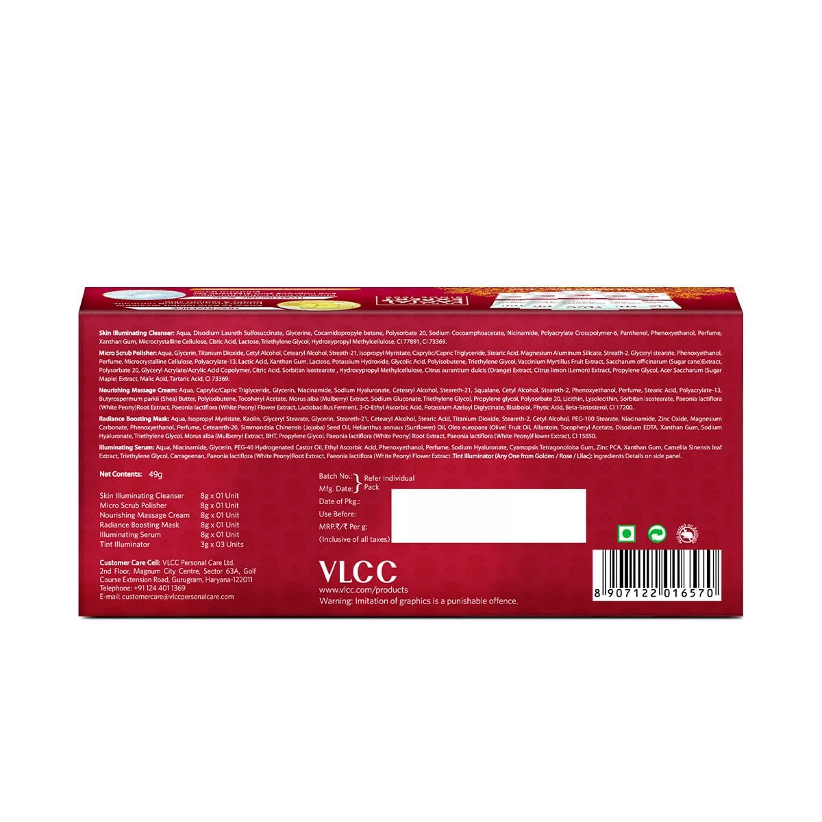 VLCC Bridal Glow Facial Kit - 49g, With Hyaluronic Acid, Niacinamide & Vitamin C. At home facial with 3 Illuminator Strobe Creams - Gold, Lilac, Rose. thumbnail
