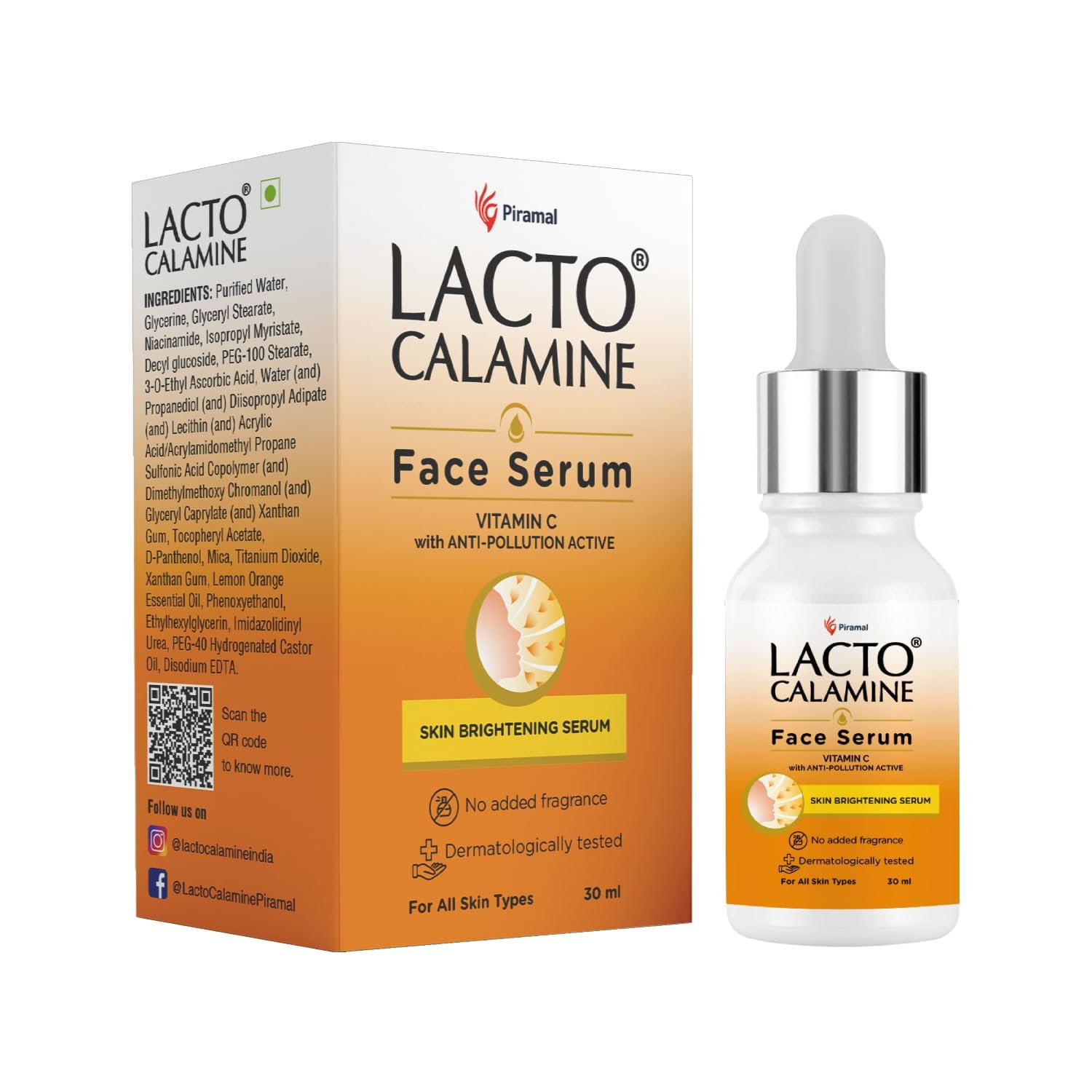 Lacto Calamine Vitamin C Face Serum with 98% Pure Vitamin C Complex & Niacinamide | Brightens Skin, Reduces Dark Spots & Hyperpigmentation | Boosts Glow & Evens Skin Tone |  30ml