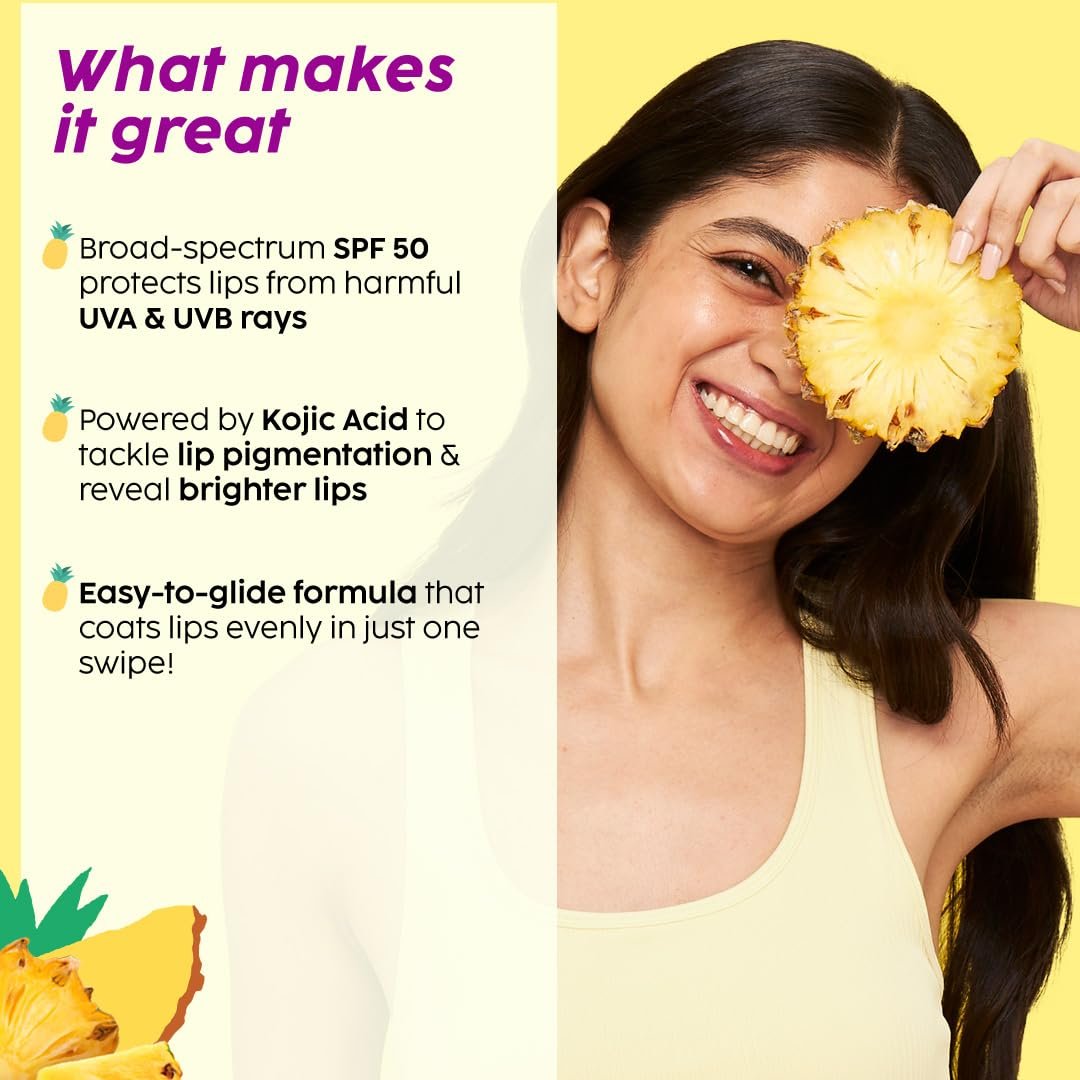 PLIX - THE PLANT FIX Pineapple Brightening Lip Balm with SPF 50 | Kojic Acid & Vitamin C | SPF 50 PA ++ | Fades Pigmenation | Brightens Dark Lips | Sun Protection | Dermatogically Tested | 4 thumbnail