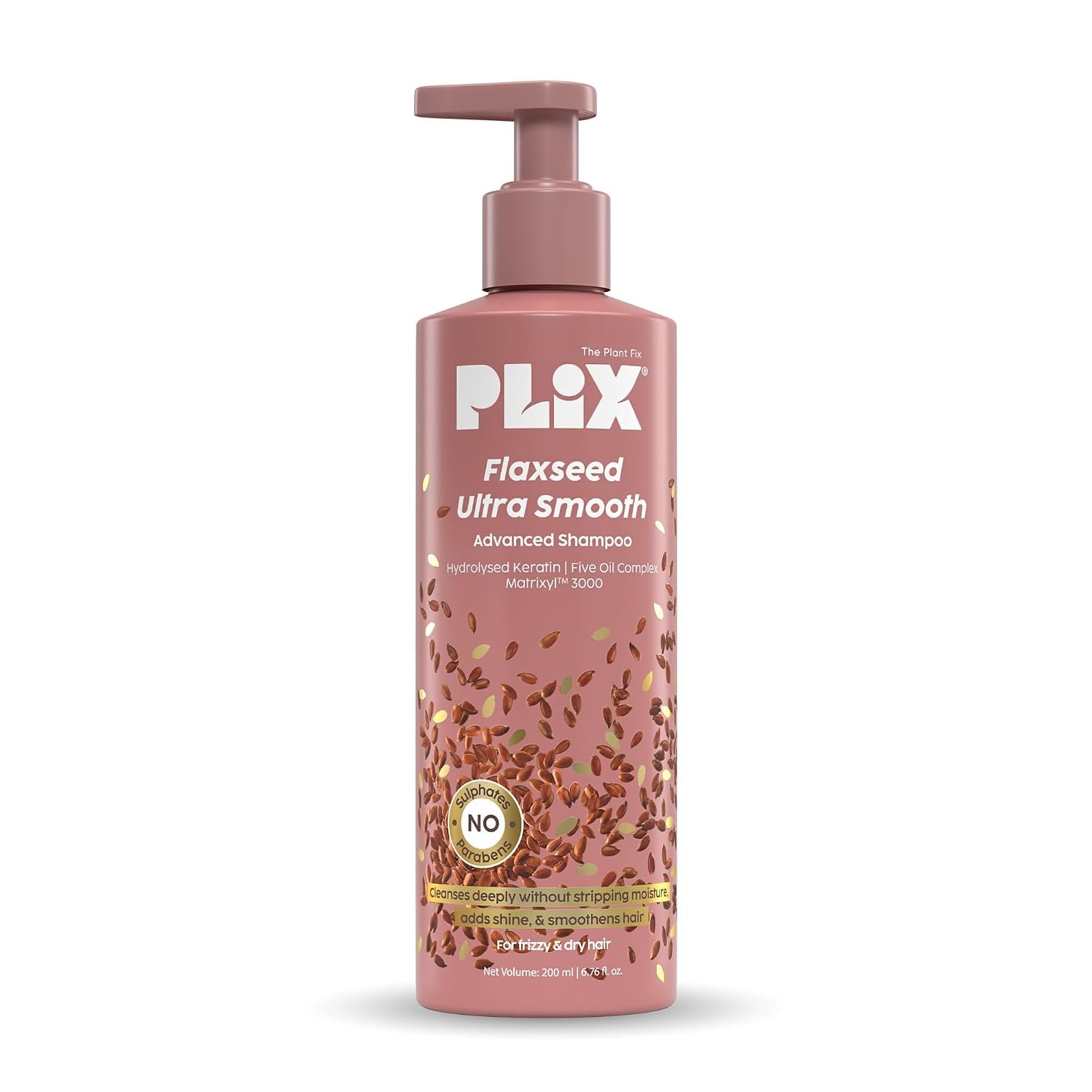PLIX The Plant Fix Flaxseed Freeze Hair Treatment Shampoo | Nourishing Hair Cleanser for Smooth, Soft & Manageable Hair | Helps Reduce Frizz & Improve Hair Texture | Daily Hair Care
