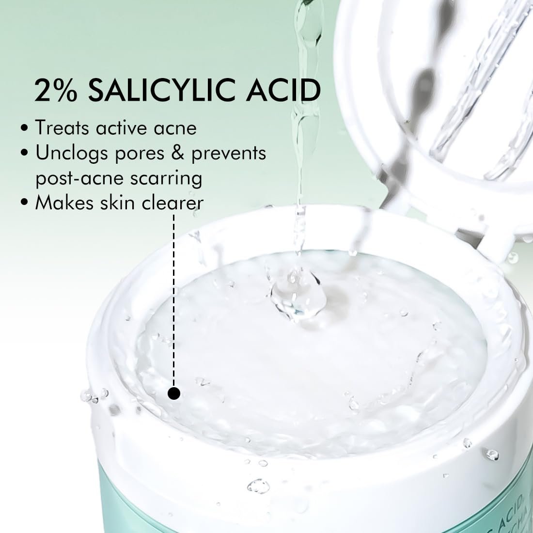 mCaffeine 2% Salicylic Acid Zinc PCA & Matcha Tea Clear Skin Acne Pads | Anti Acne Exfoliating Serum Toner Pads for Acne-Prone Skin | For both Women and Men - 40 N (x1) thumbnail