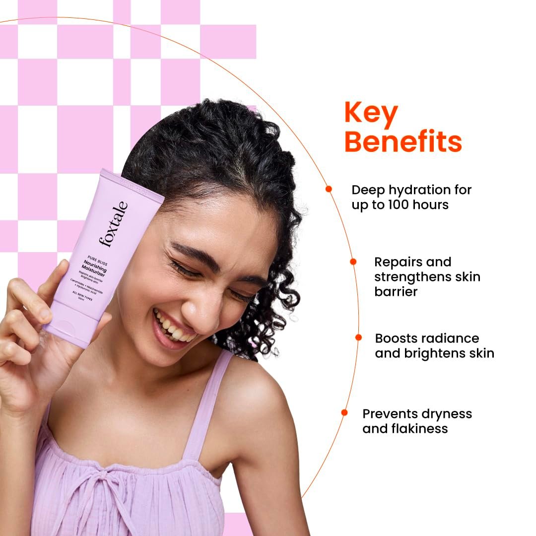 Foxtale Nourishing Ceramide Moisturizer for Dry Skin, 120Hr Hydration,50ml Niacinamide, Kokum Butter, Hyaluronic Acid, Ultra Light, Non Sticky, Nourishes & softens, Without Clogging Pores, U thumbnail