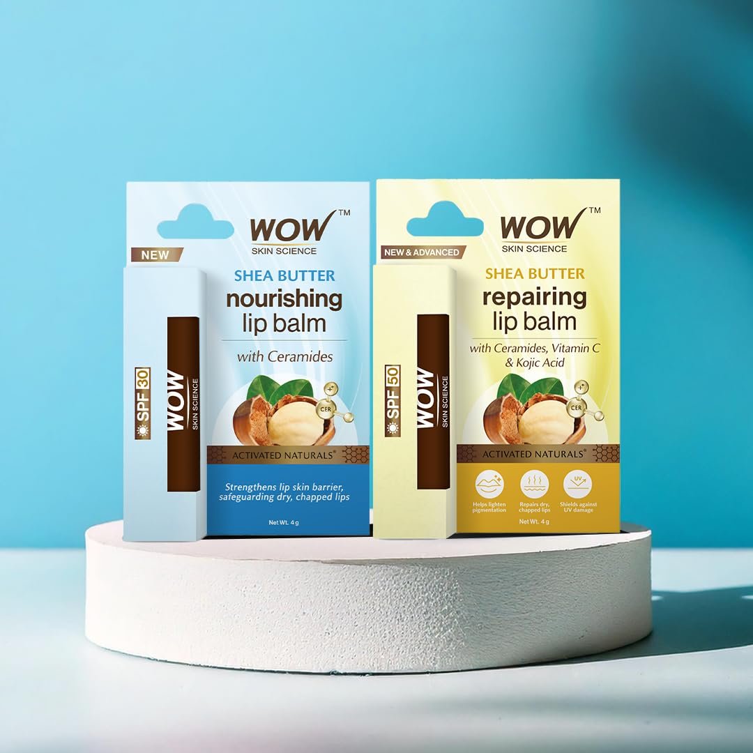 WOW Skin Science Shea Butter Nourishing Lip Balm with Ceramides – Hydrating Lip Balm for Dry, Chapped Lips | Strengthens Lip Skin Barrier | SPF 30 | 4g thumbnail