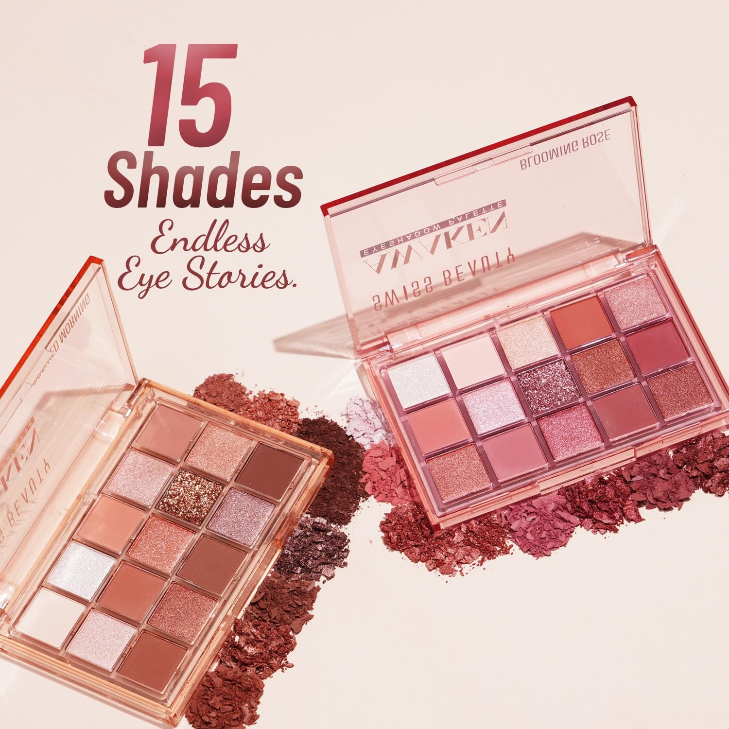 Swiss Beauty Awaken Eyeshadow Palette | Matte + Shimmer Finish | Shade- 1. Blooming Rose, 11g thumbnail