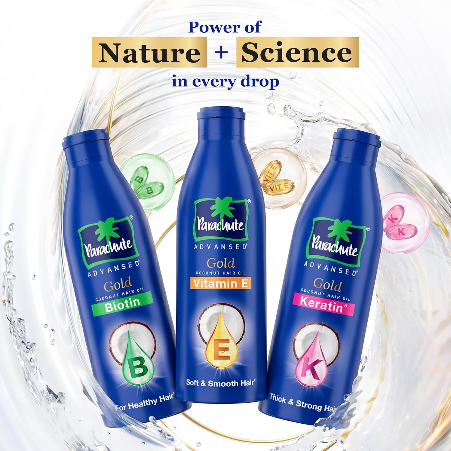 Parachute Advansed Gold Vitamin E Coconut Hair Oil| Long & Soft Hair | For All Hair Type| No Paraben & Silicones| 300ml thumbnail