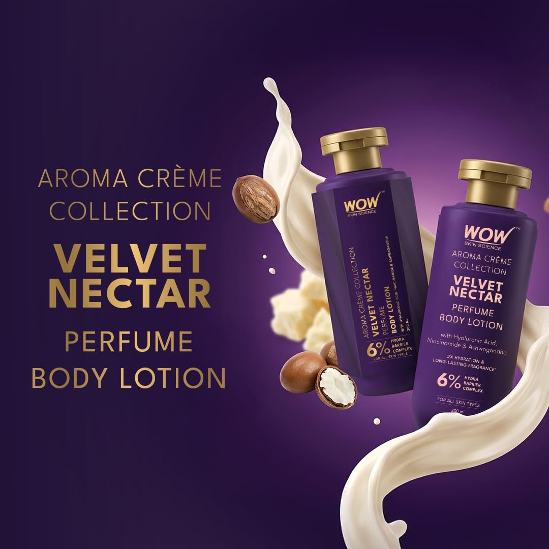 WOW Skin Science Velvet Nectar Perfume Body Lotion | 6% Hydra Barrier Complex | Hyaluronic Acid, Niacinamide & Ashwagandha 200ml thumbnail