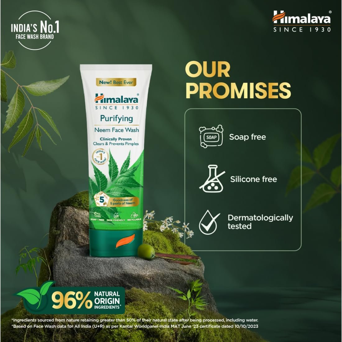 Himalaya Purifying Neem Face Wash|Clinically proven to fight against acne and pimples|Gently cleanses| For both men and women|100 ml thumbnail