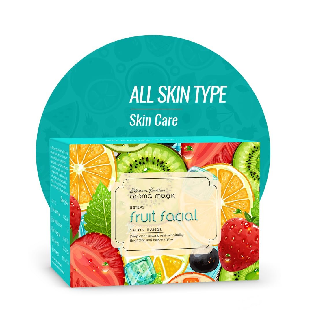 Aroma Magic 5 Step Fruit Facial Kit Set| Deep cleanse & renders glow| Fruit Extracts, jojoba & Aloe Vera| All Skin | No-nasty formula- Free From chemicals, parabens, & artificial additives thumbnail