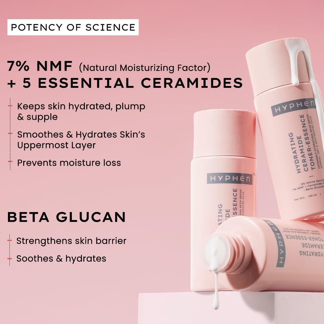 Hyphen 7% Ceramides-NMF Milky Face Toner Essence | 5% Glass Skin Blend of Rice Water, Oatmeal & Snow Mushroom Extracts |Hydrates & Nourishes| Alcohol Free Toner| For All Skin Types - 100ml thumbnail