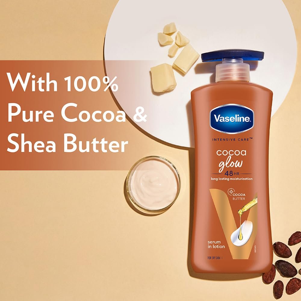 Vaseline Cocoa Glow Serum In Lotion, 600 ml | 100% Pure Cocoa & Shea Butter for Glowing & Soft Skin thumbnail