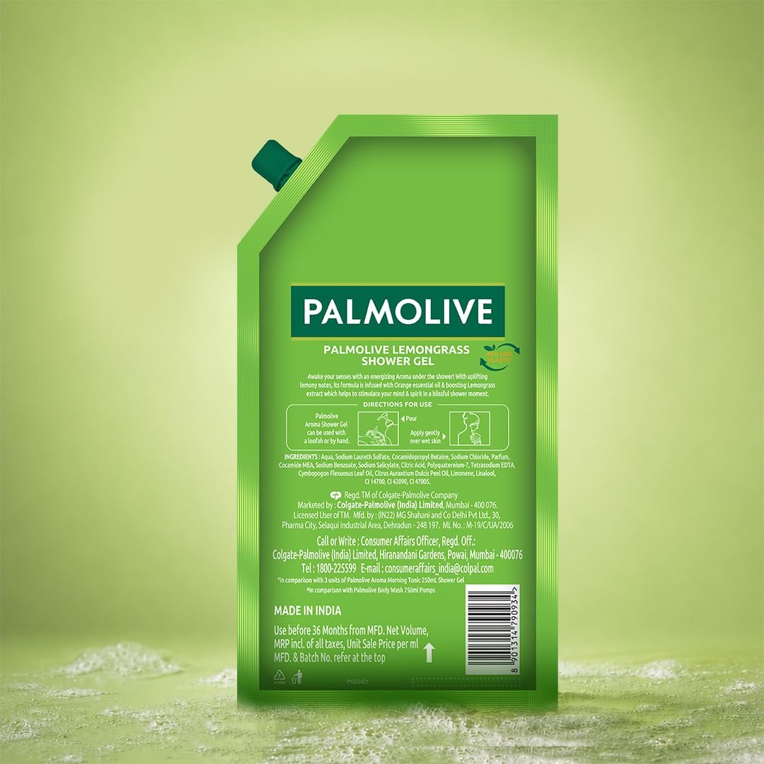 Palmolive Aroma Morning Boost Body Wash, 750ml Shower Gel Refill Pack, 100% Natural Citrus Essential Oil, Lemongrass Extracts for a Soft and Smooth Skin, Ph Balanced thumbnail