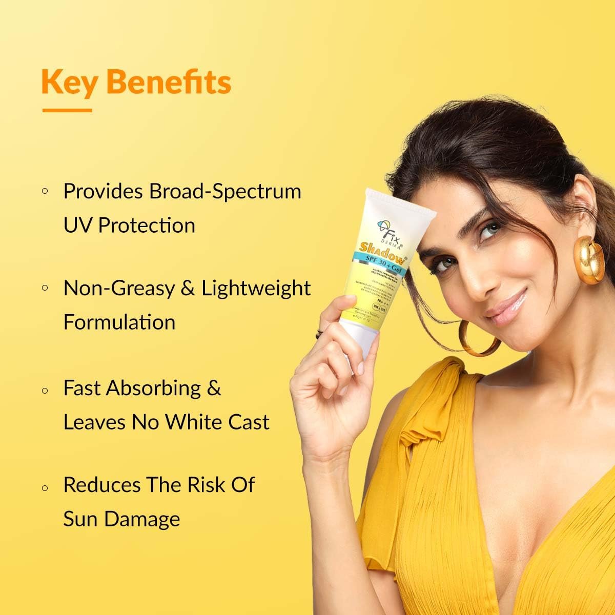 Fixderma Shadow Sunscreen SPF 30+ Pa+++ Gel For Oily Skin | Lightweight, Water Resistant, No White Cast | Broad Spectrum Sunscreen Gel For UVA & UVB Protection | Women & Men | 40gm thumbnail