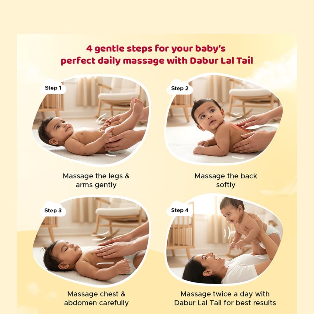Dabur Lal Tail : Ayurvedic Baby Oil|Clinically Tested 2x Faster Physical Growth for Stronger Bones and Muscles- 200 ml thumbnail