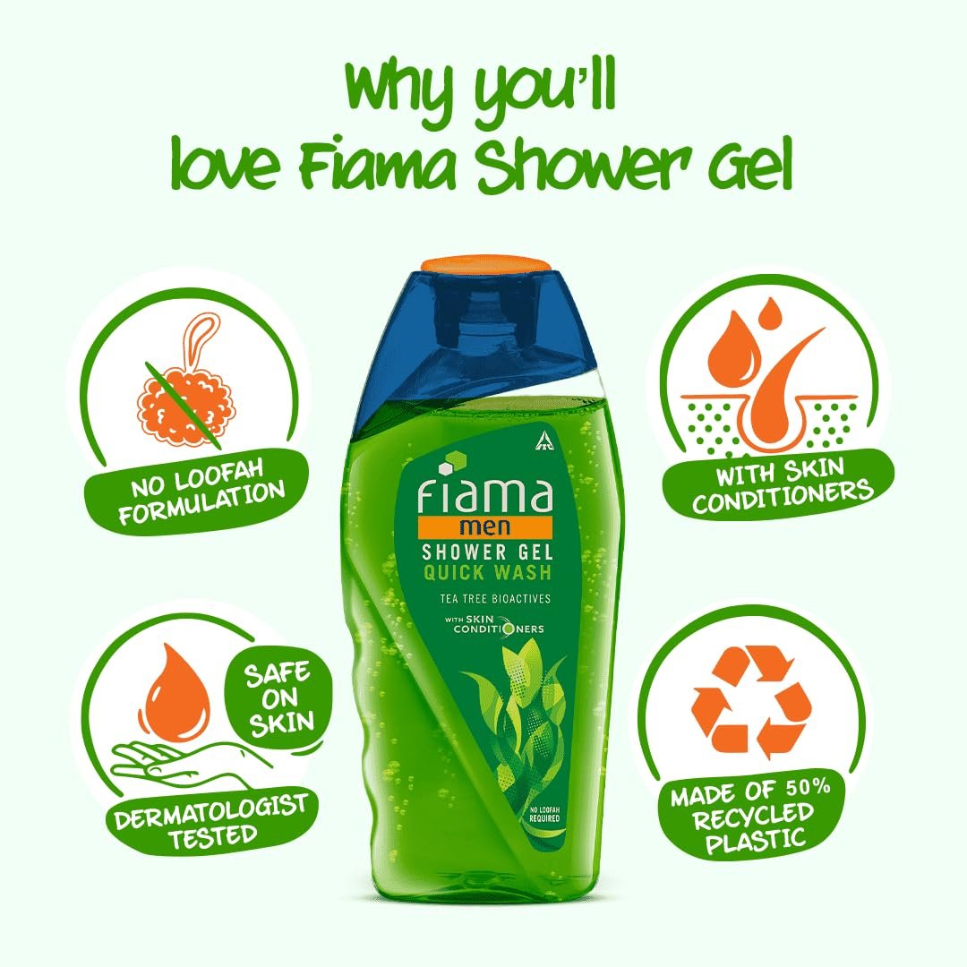 Fiama Men Body Wash Shower Gel Quick Wash, 250ml, Body Wash for Men with Skin Conditioners for Moisturised, Soft & Refreshed Skin, Mens Moisurising Bodywash for Dry Skin thumbnail