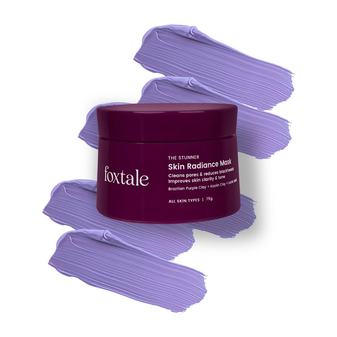 Foxtale De-Tan Face Mask for Glowing Skin| Clay Mask with Lactic Acid for Tan Removal, Reduction in Blackheads, Instant Brightening| New-Age Ubtan Face Pack for All Skin Types |- 75g